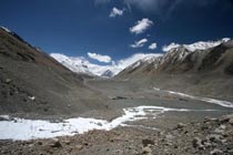 Picture of Mount Everest North Face (China): Mount Everest and Everest Base Camp at the end of Rongphu Glacier