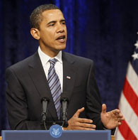 President-elect Barack Obama speaking Thursday at George Mason University in Fairfax, Virginia