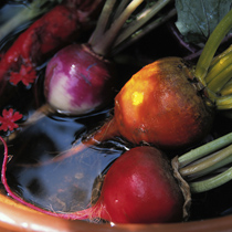 Beets soaking in water