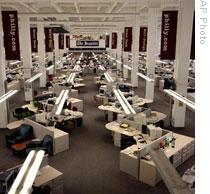 Newsroom of the Philadelphia Inquirer, which continues to publish though its owner sought bankruptcy protection in February