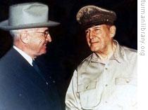 General MacArthur and President Truman meet for the first time on Wake Island in 1950