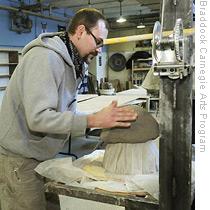 Jeffrey Schwarz coordinates the water filter project for North America from the Carnegie Library Pot Shop, adapting technology developed in Central America during Hurricane Mitch in 1998