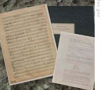 Music sheets from composer Aaron Copland