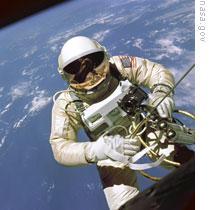 Ed White during the first American spacewalk