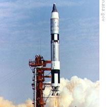 The launch of Gemini 3 carrying Virgil Grissom and John Young