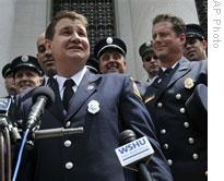 Fred Ricci, the lead firefighter in the case, speaks to reporters in New Haven