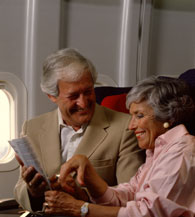 Travelers on a plane