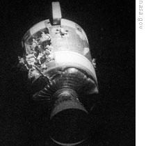 The damaged Apollo 13 service module