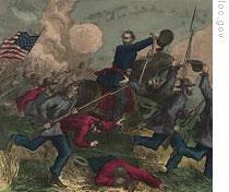 A newspaper drawing of the battle