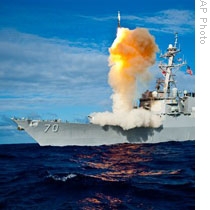 The Defense Department says ship-based interceptor missiles can be moved from place to place as needed