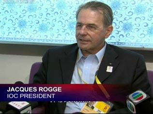 Jacques&nbsp;Rogge,&nbsp;the&nbsp;IOC&nbsp;President,&nbsp;was&nbsp;interviewed&nbsp;in&nbsp;the&nbsp;IBC.&nbsp;(CCTV.com)